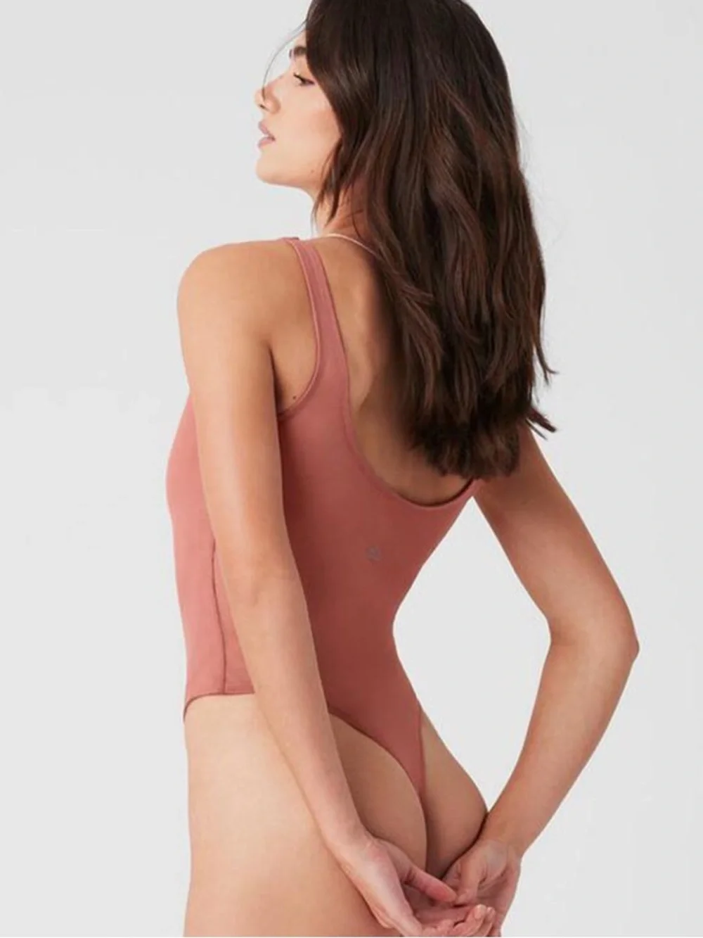 Alo  Mesh Sheer Illusion Bodysuit - Soft Terracotta